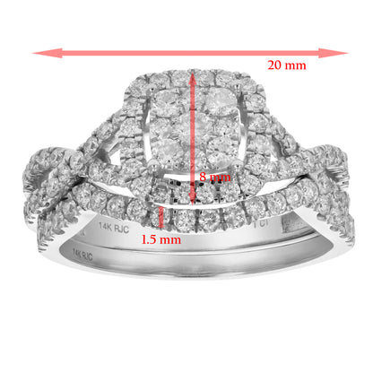 Cushion Cluster Diamond Bridal Ring Set