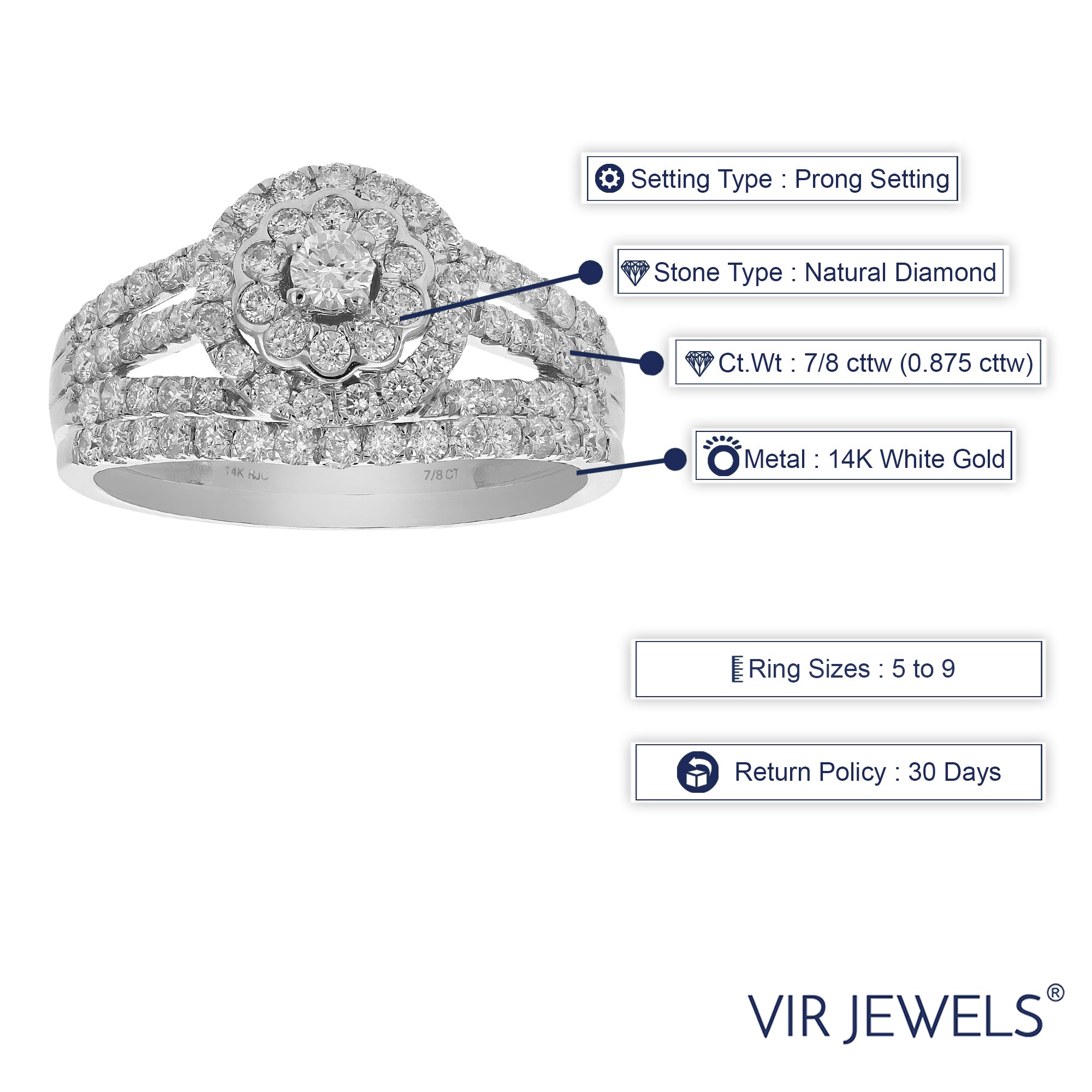 Round Cluster Diamond Bridal Set