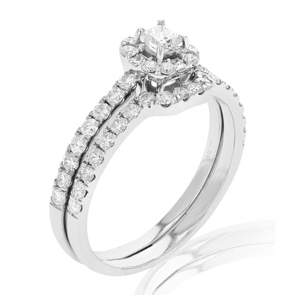 Cushion Halo Diamond Bridal Set