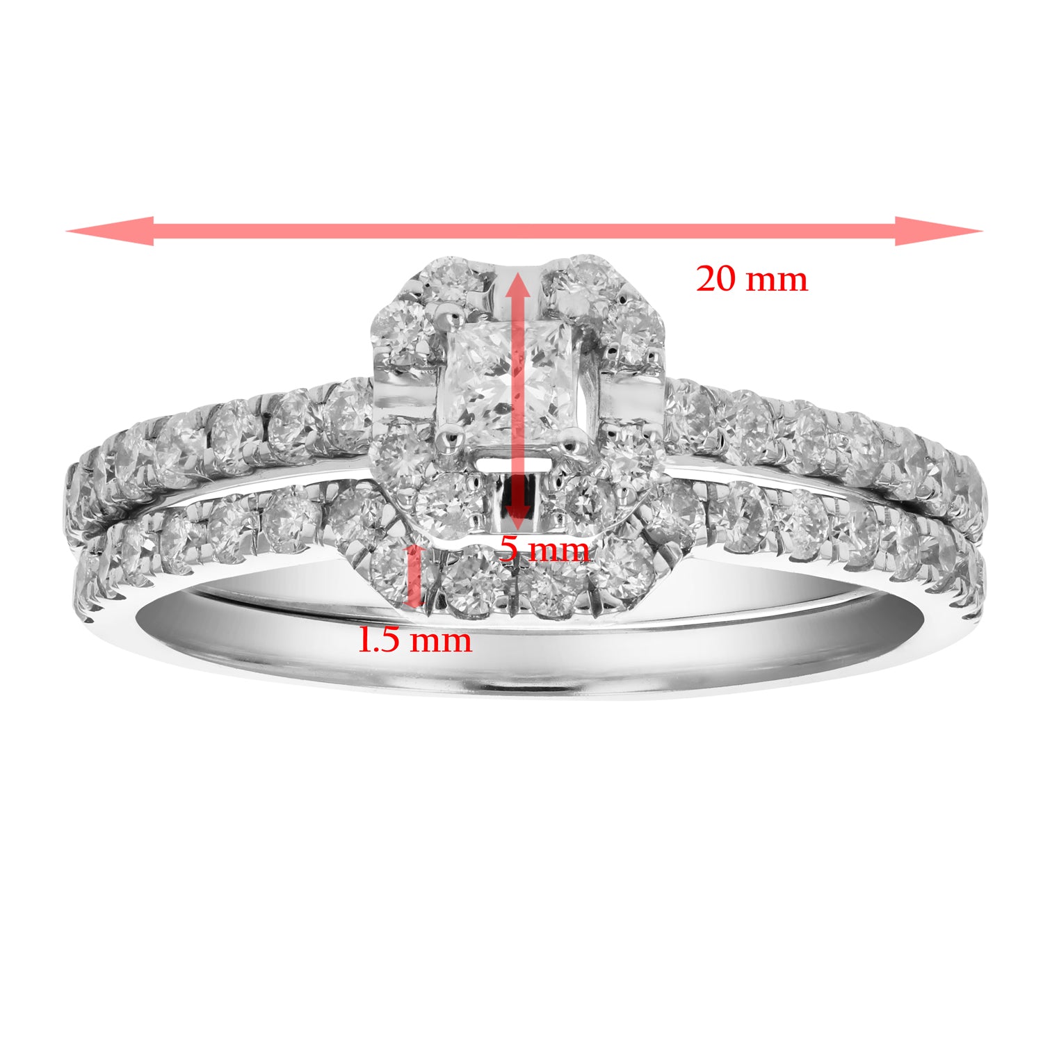 Cushion Halo Diamond Bridal Set