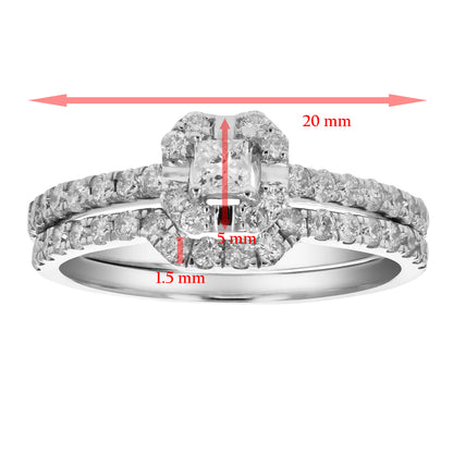 Cushion Halo Diamond Bridal Set