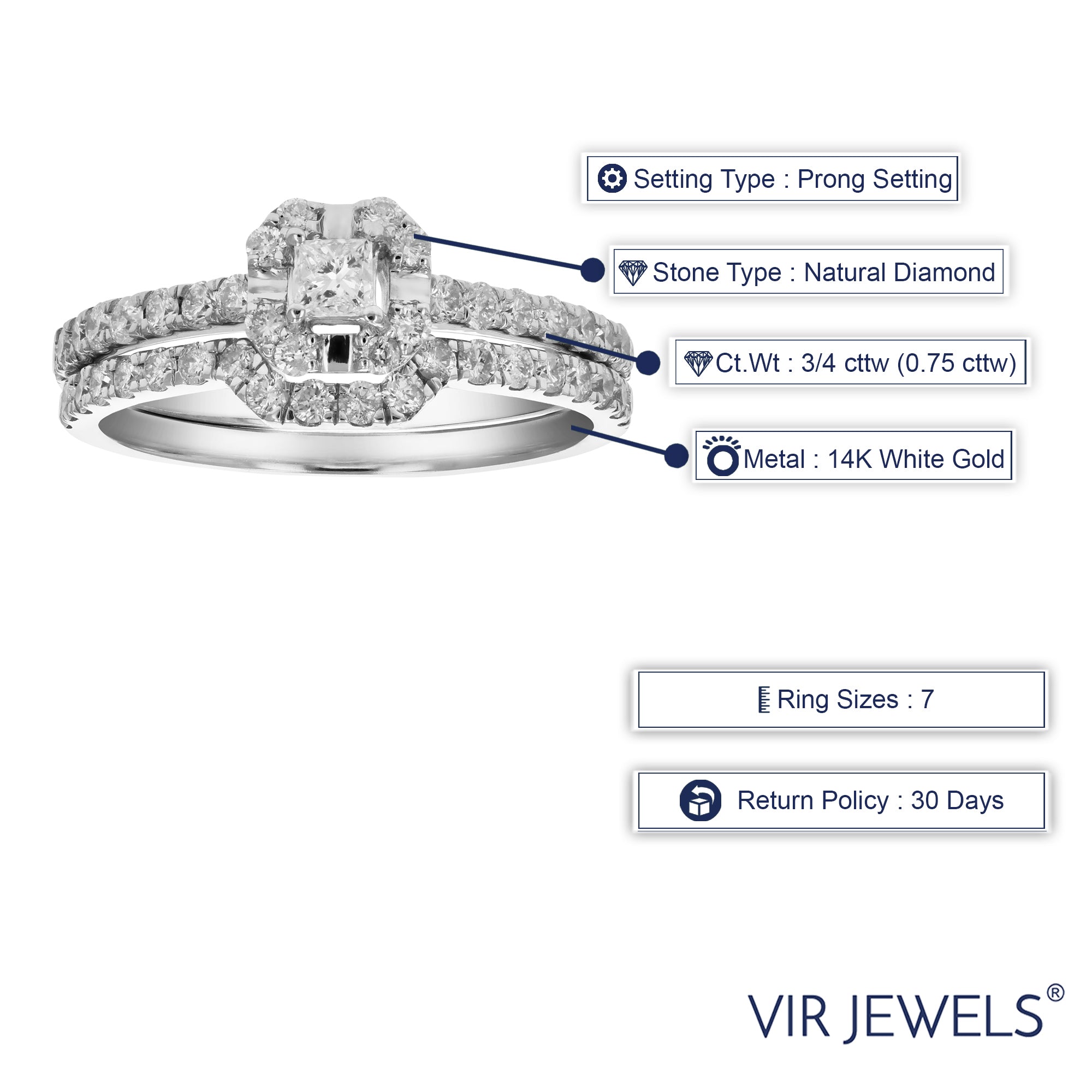 Cushion Halo Diamond Bridal Set