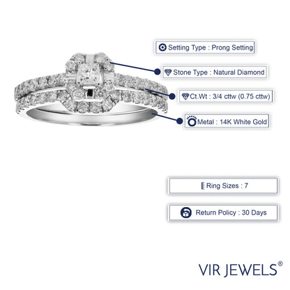 Cushion Halo Diamond Bridal Set