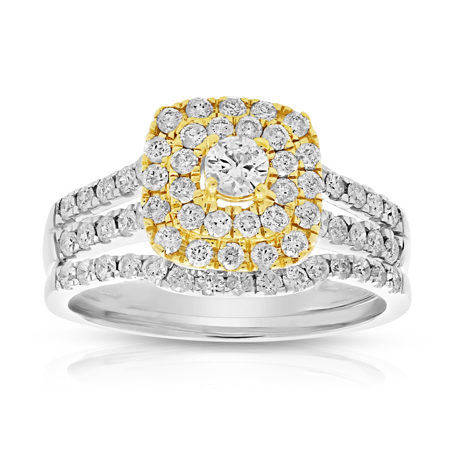 Cushion Two Tone Engagement Ring