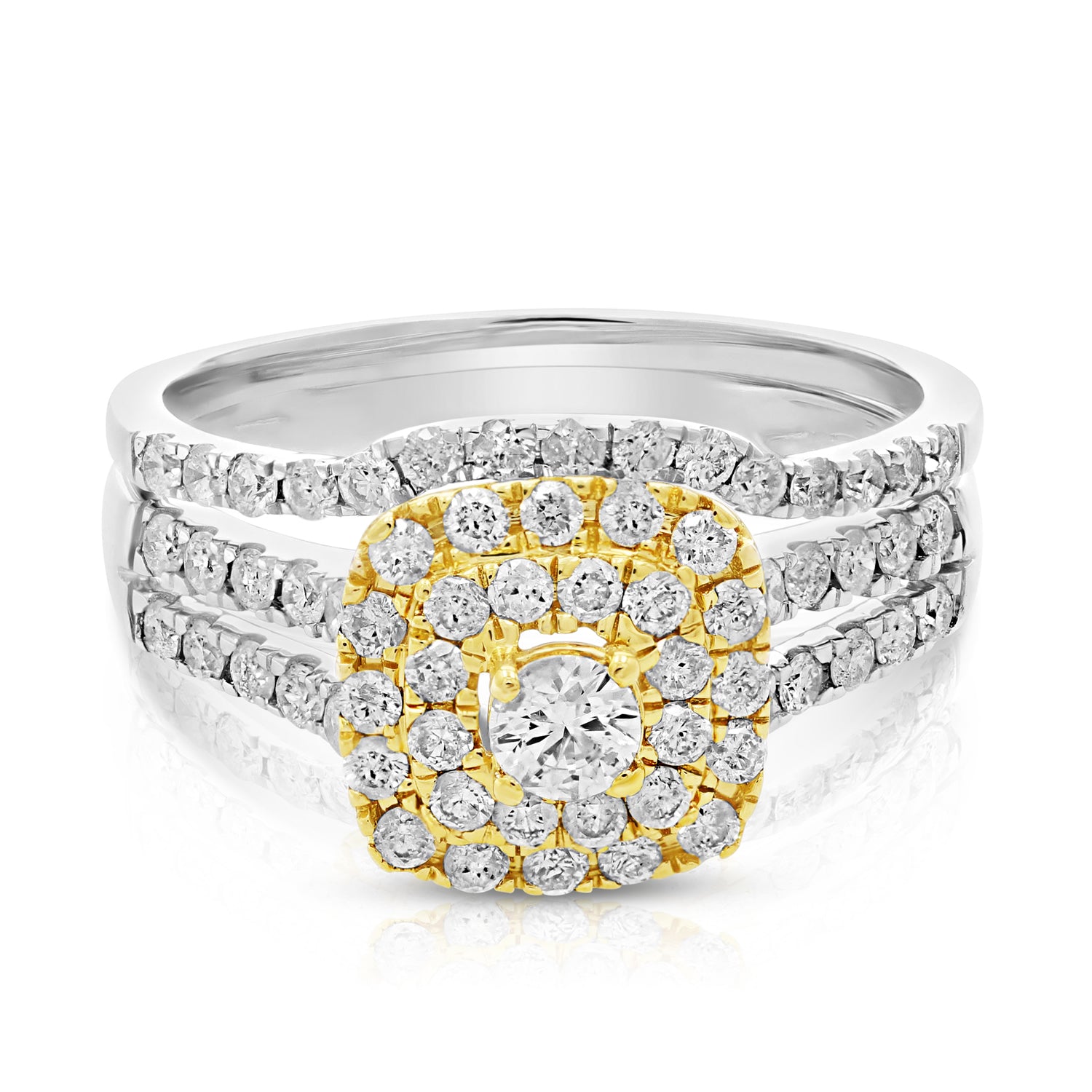 Cushion Two Tone Engagement Ring