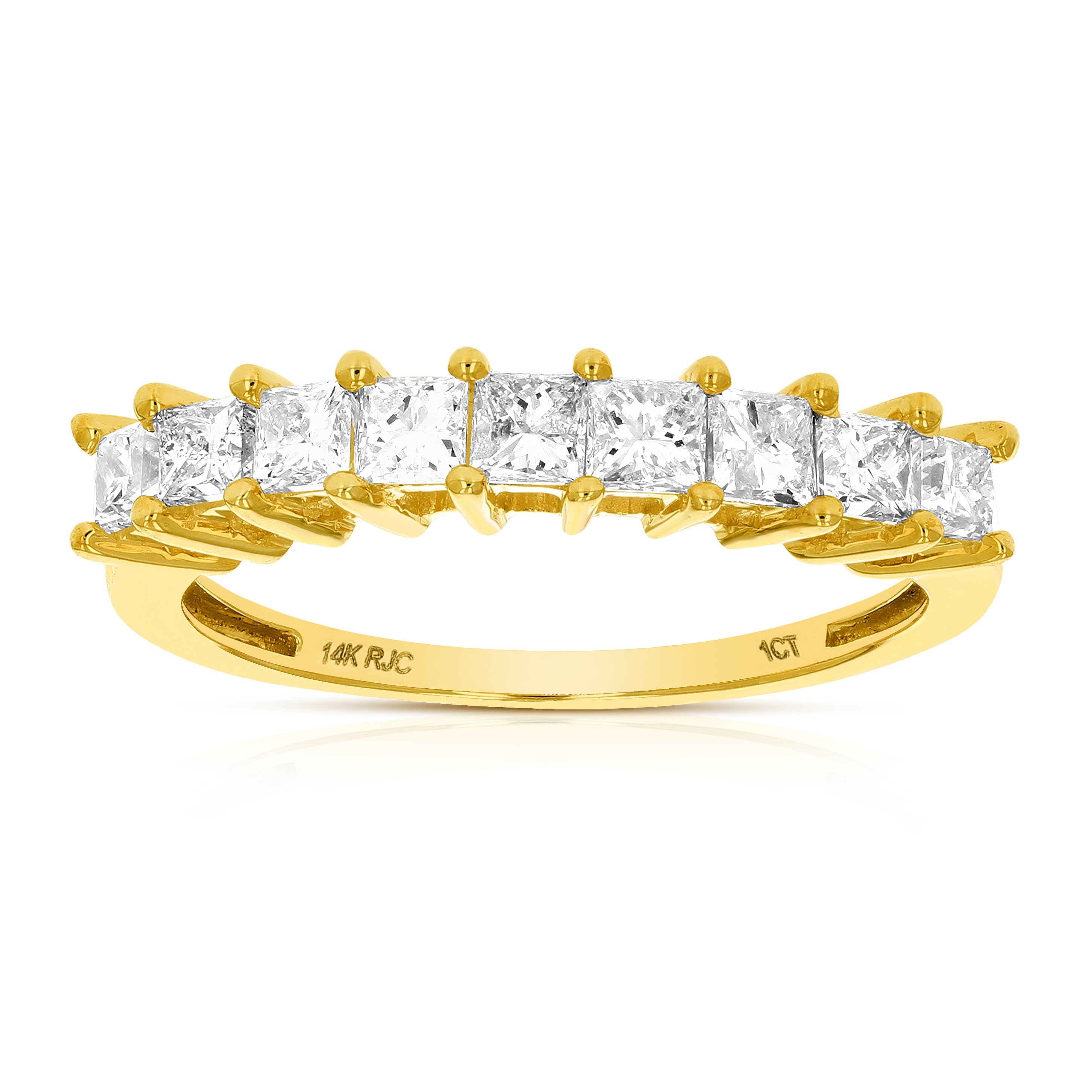 1 cttw Prong Princess Diamond Wedding Band in 14K Gold