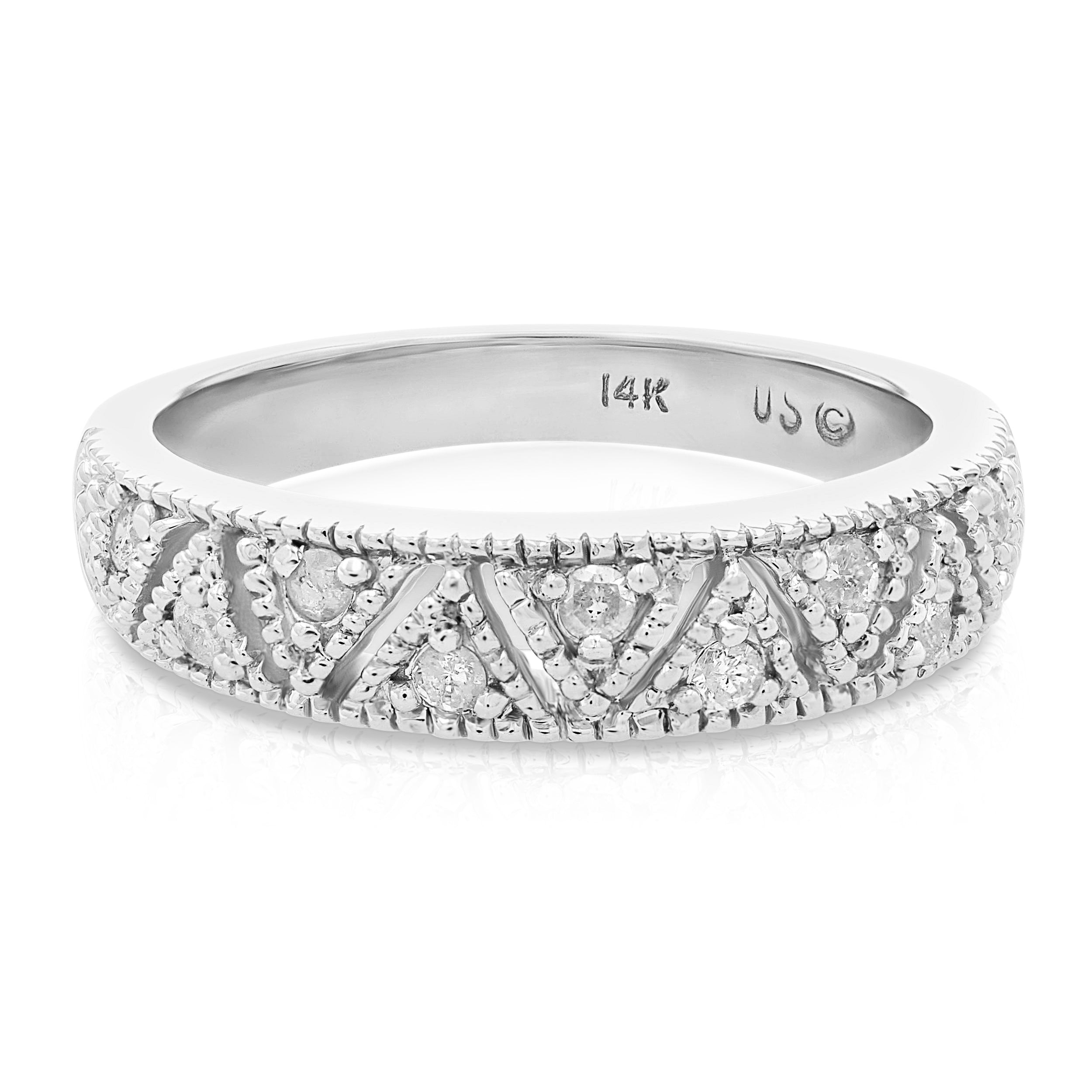 Diamond Trillion Milgrain Wedding Band