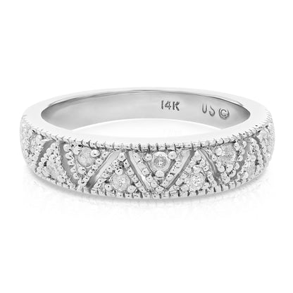 Diamond Trillion Milgrain Wedding Band