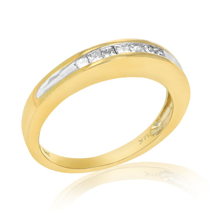 Princess Diamond Two Tone Wedding Band