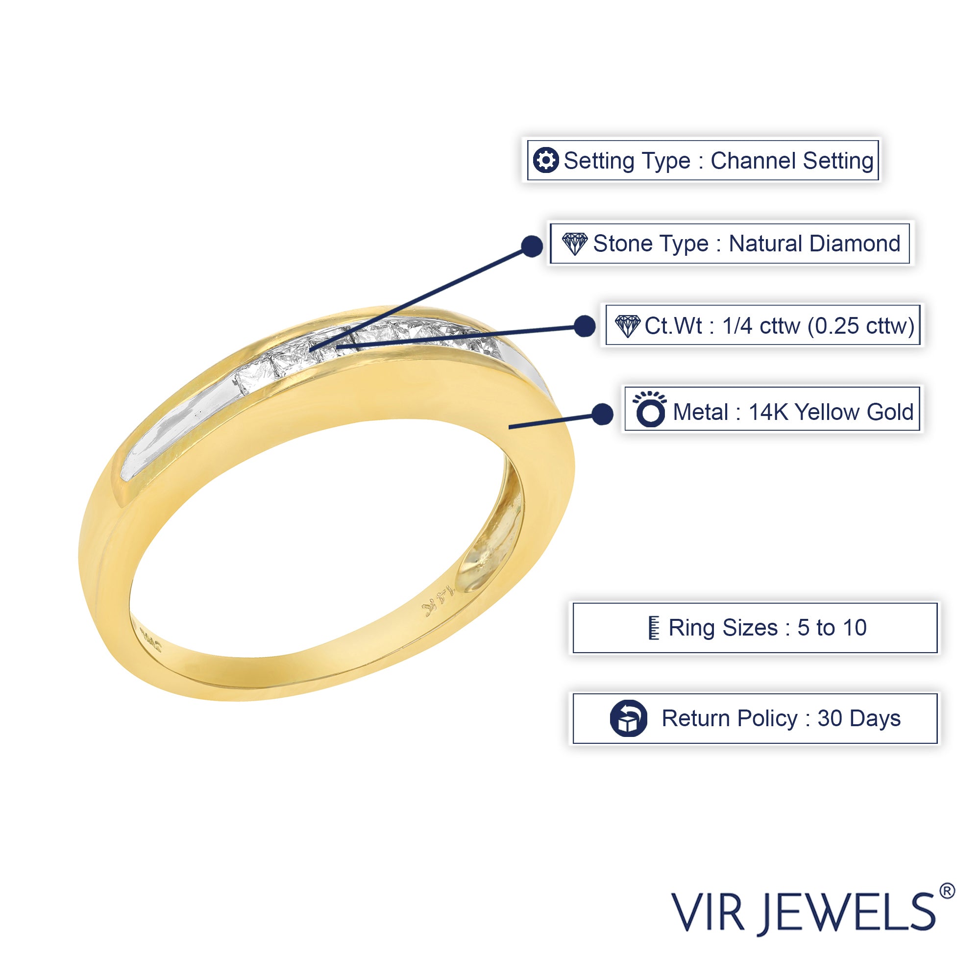 Princess Diamond Two Tone Wedding Band