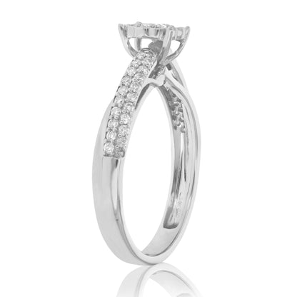 Asymmetrical Diamond Engagement Ring