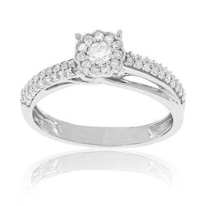 Asymmetrical Diamond Engagement Ring