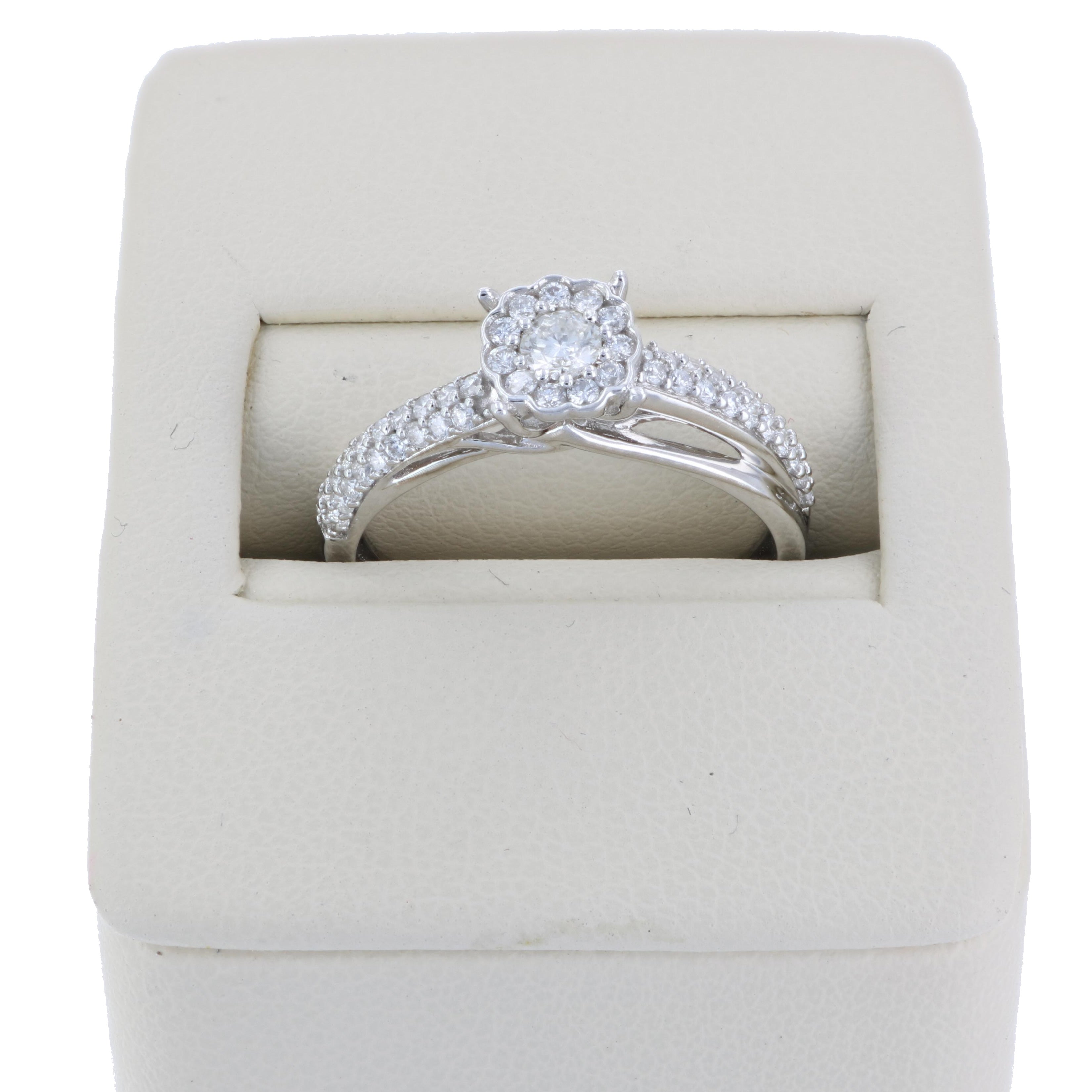 Asymmetrical Diamond Engagement Ring