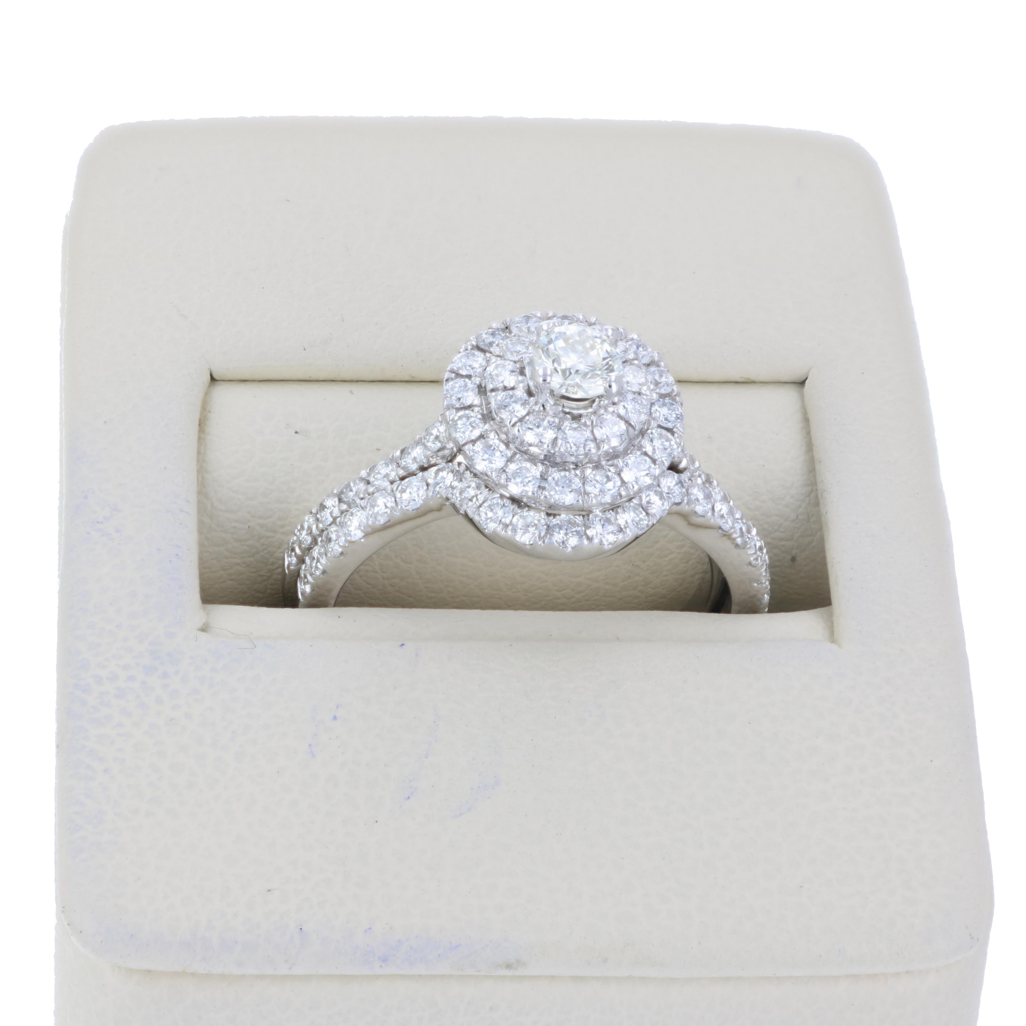 French Pave Diamond Halo Bridal Set