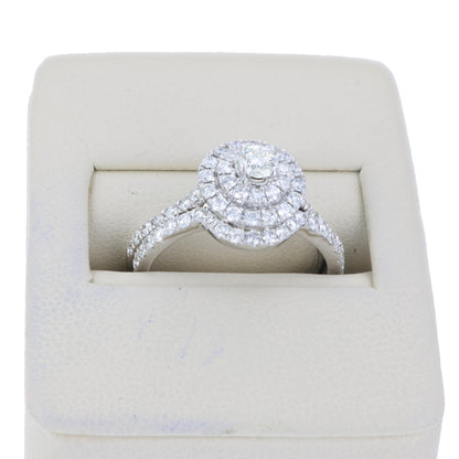 French Pave Diamond Halo Bridal Set