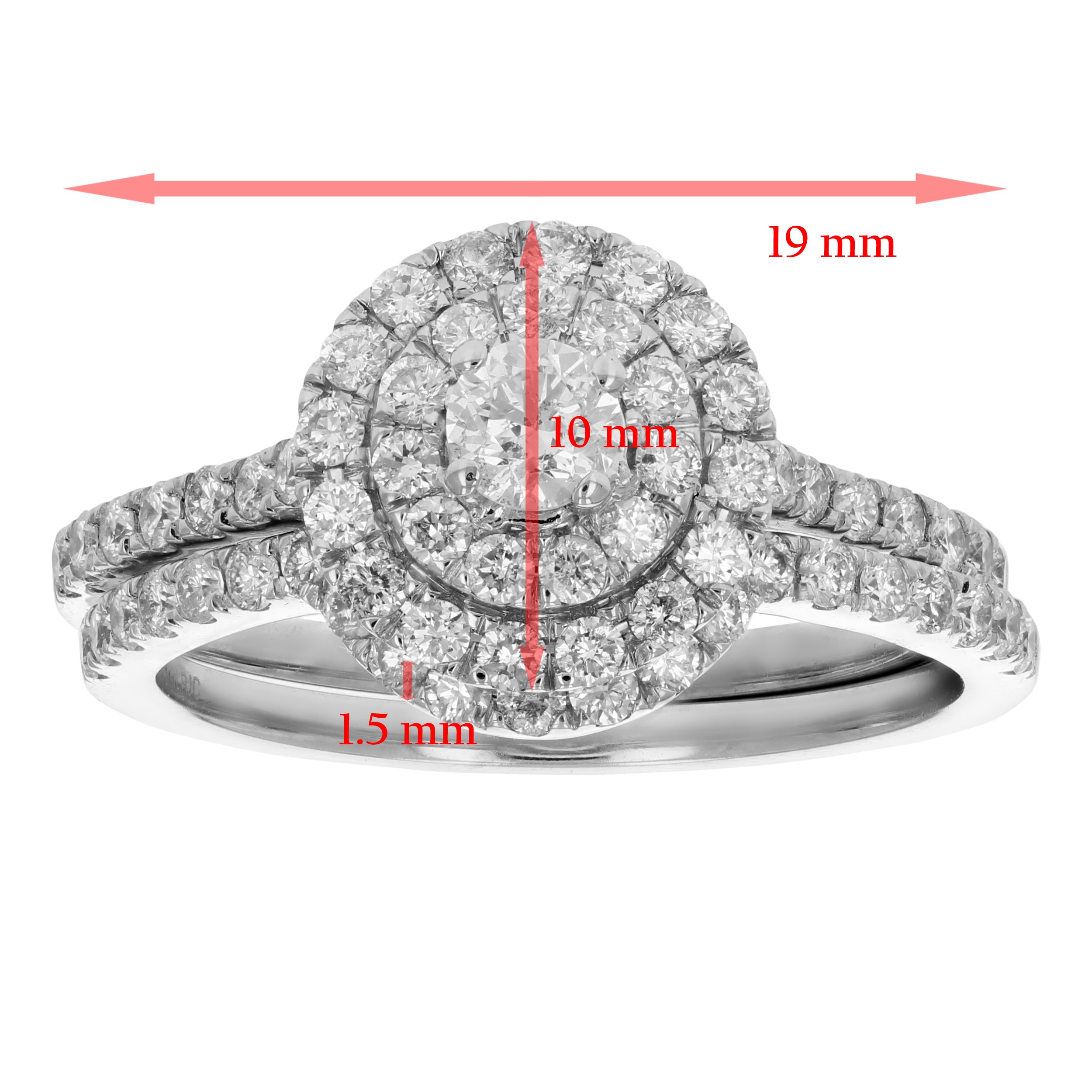 French Pave Diamond Halo Bridal Set