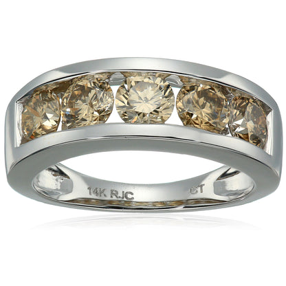 Champagne Diamond Channel Wedding Band in 14K Gold