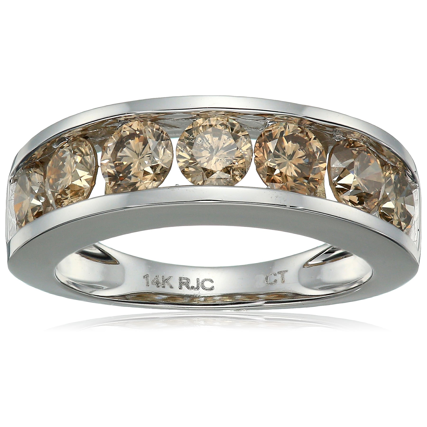 Champagne Diamond Channel Wedding Band in 14K Gold