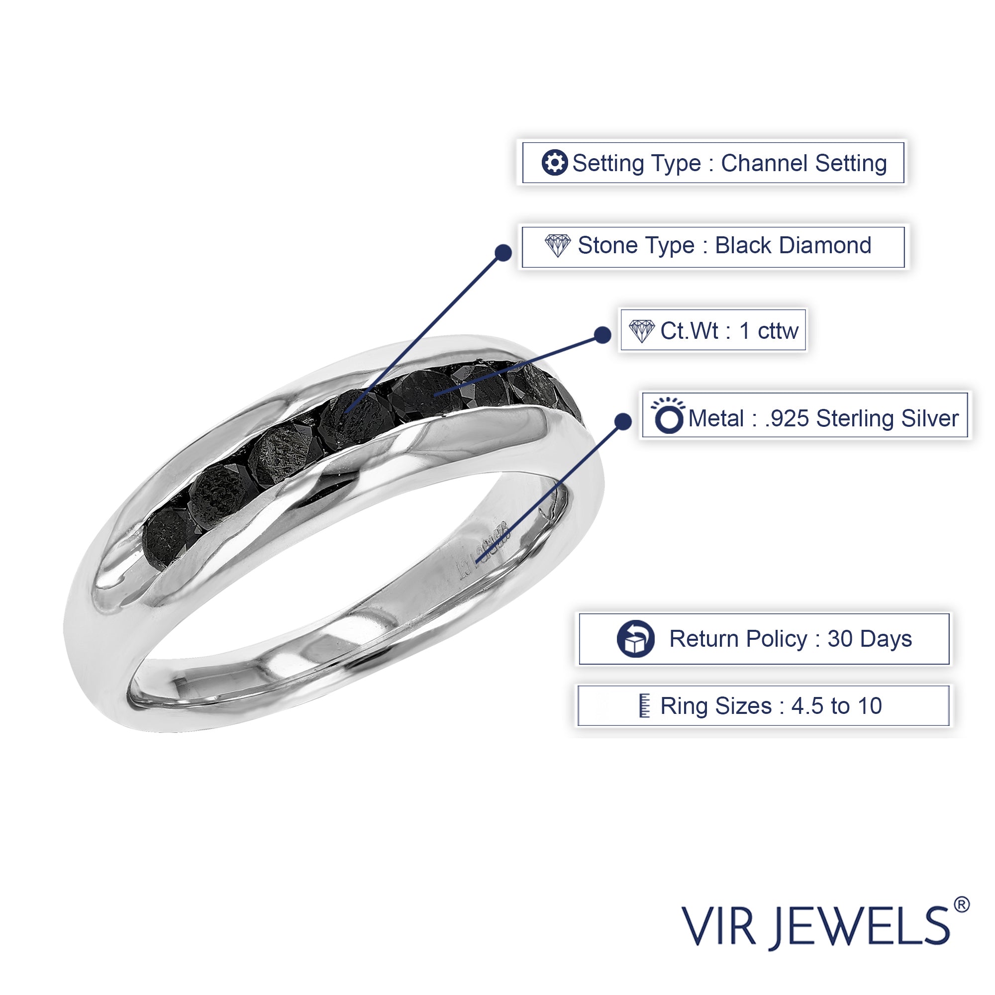 Black Diamond Channel Wedding Band