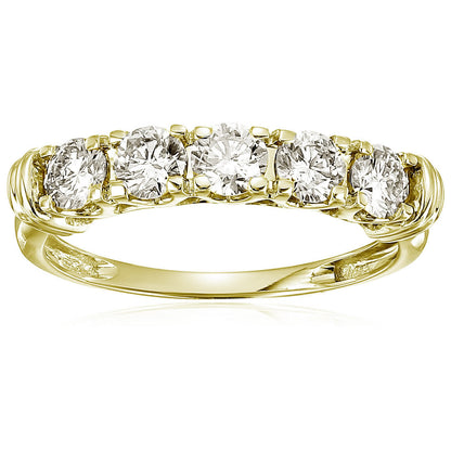 5 Stone Diamond Wedding Ring in 14k Gold