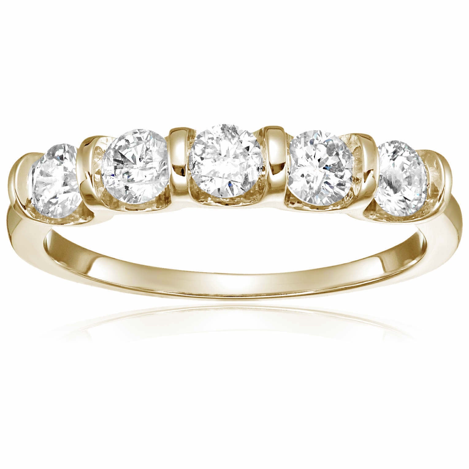 5 Stone Diamond Wedding Ring in 14k Gold