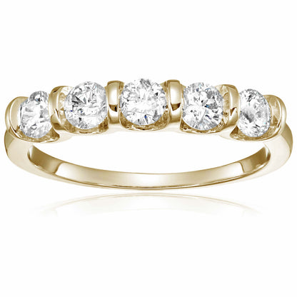 5 Stone Diamond Wedding Ring in 14k Gold