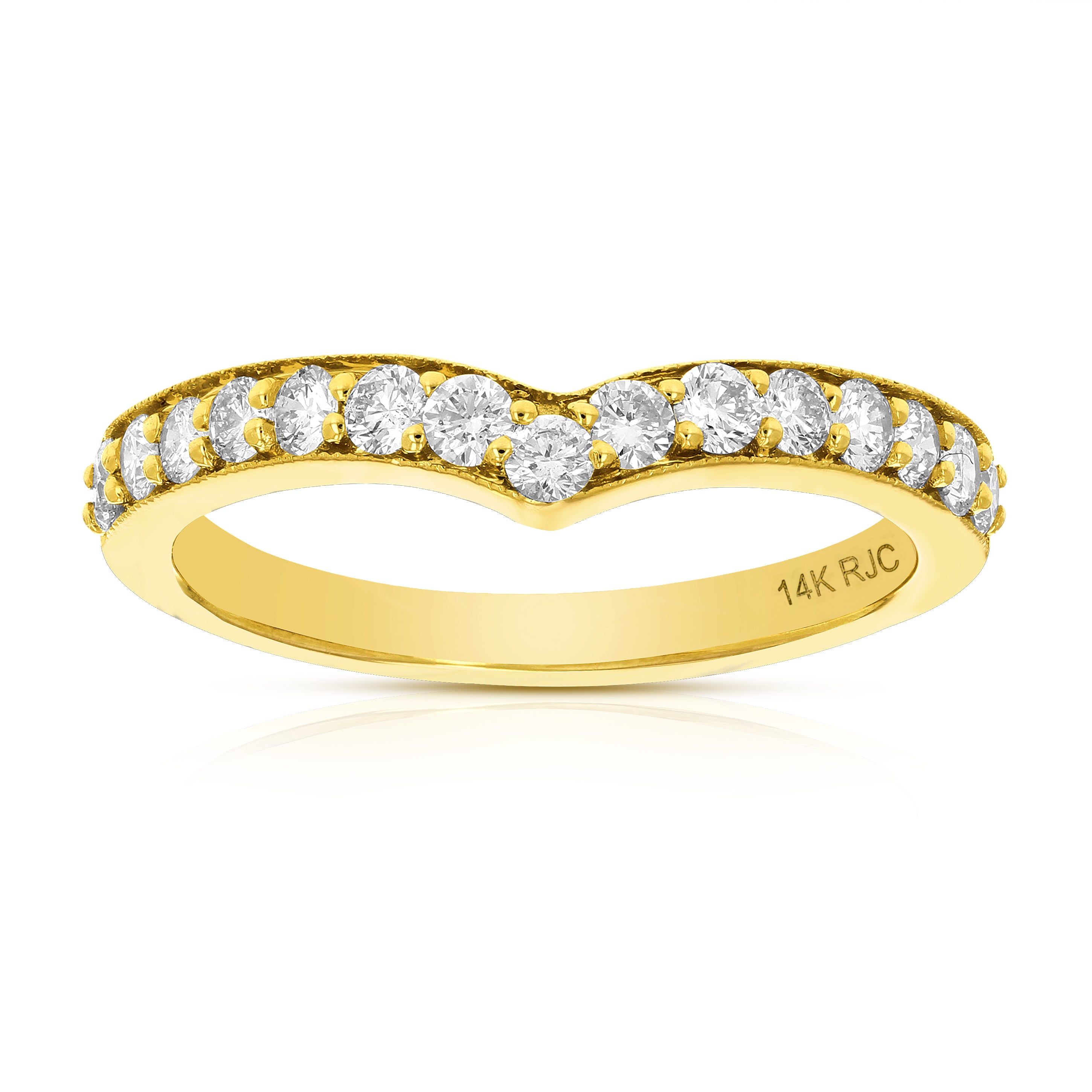 Chevron Milgrain Diamond Band