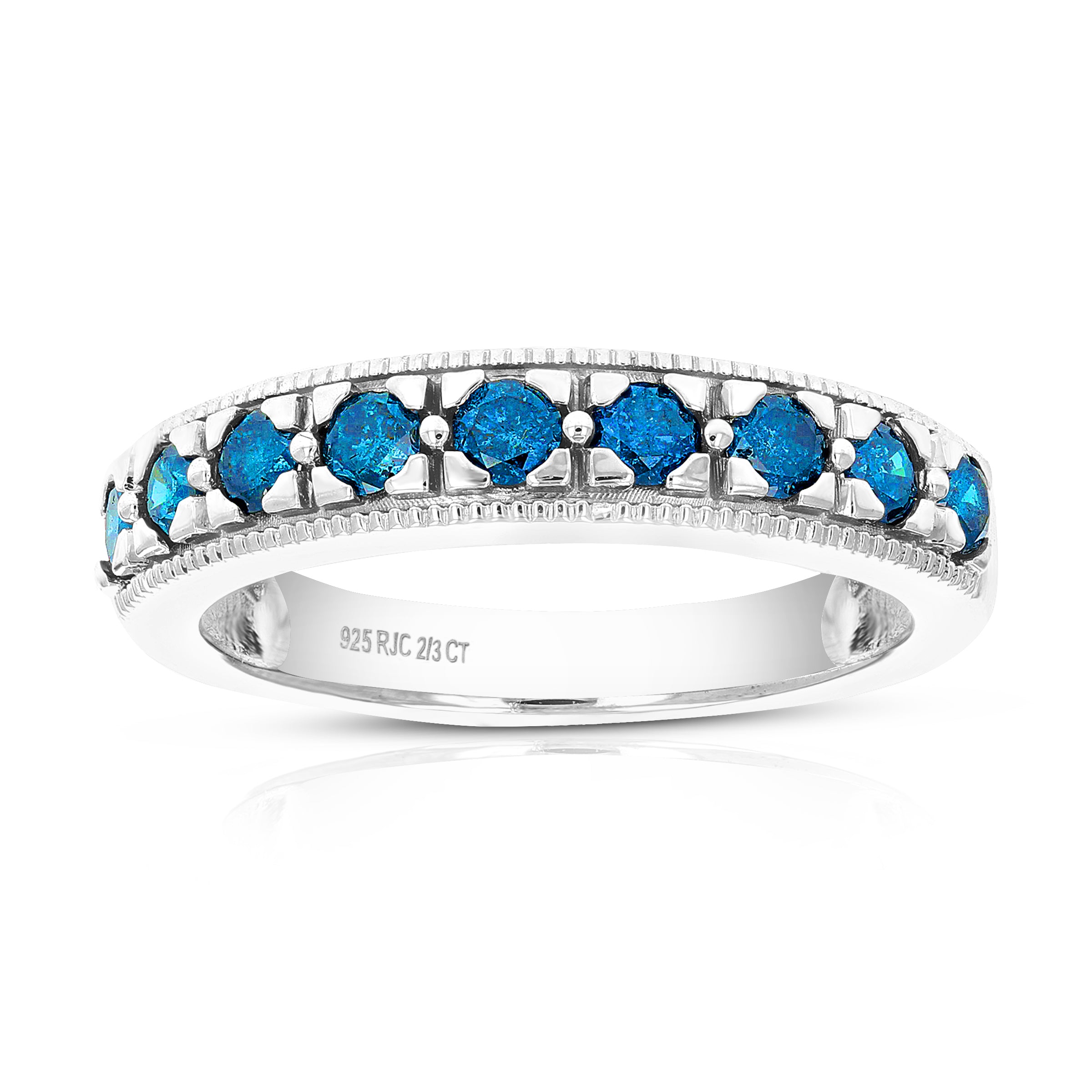 Blue Diamond Sterling Silver Band