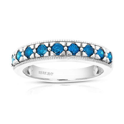 Blue Diamond Sterling Silver Band