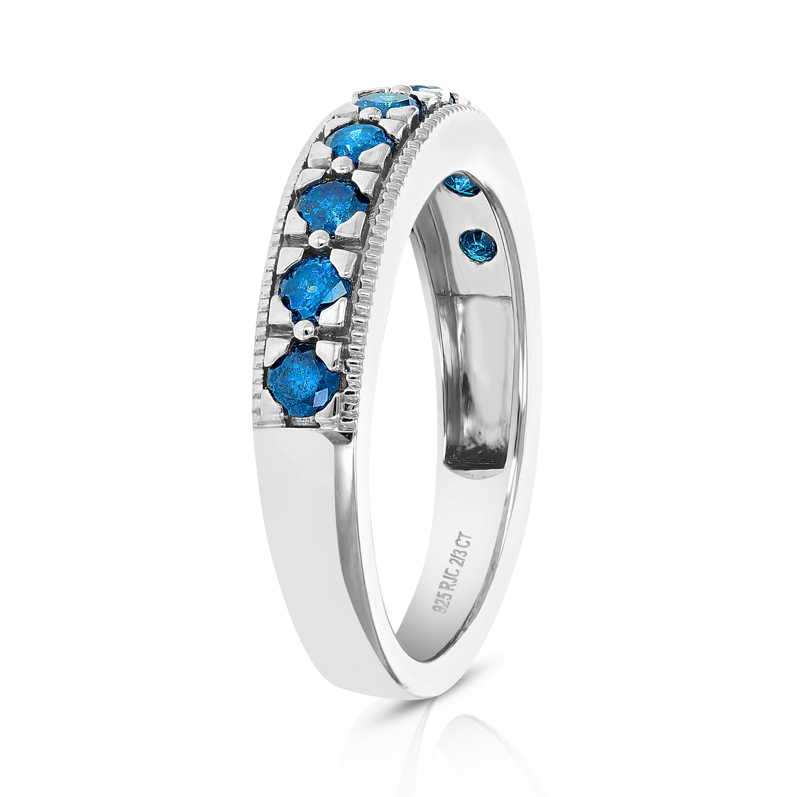 Blue Diamond Sterling Silver Band