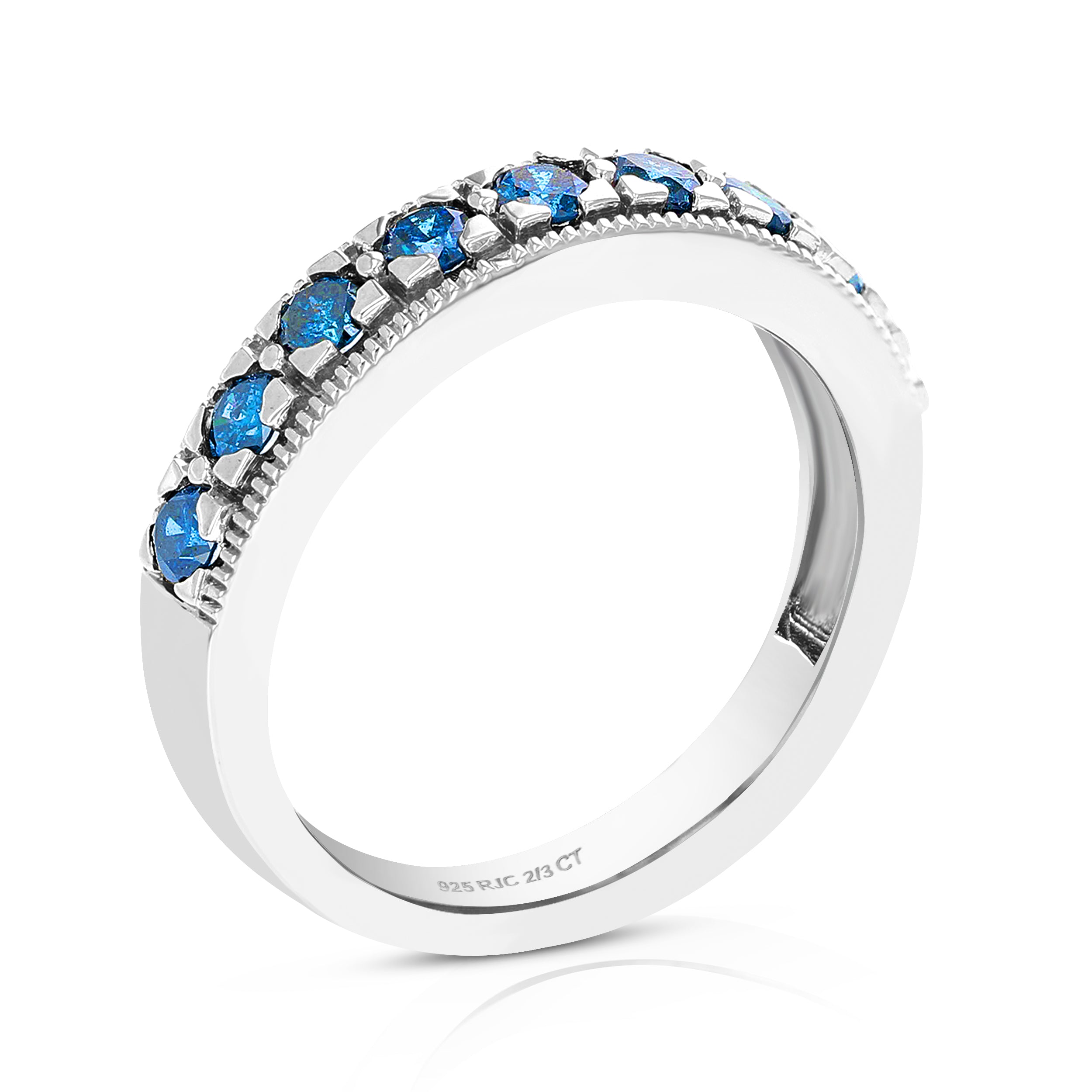 Blue Diamond Sterling Silver Band