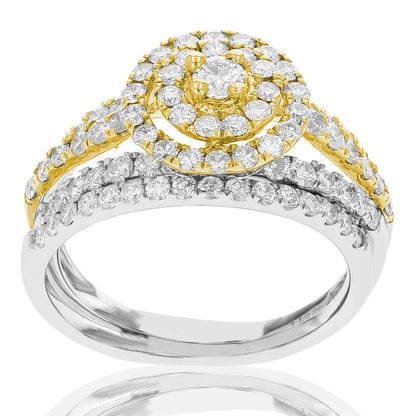 Prong Diamond Two Tone Rings Set