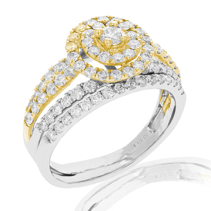 Prong Diamond Two Tone Rings Set