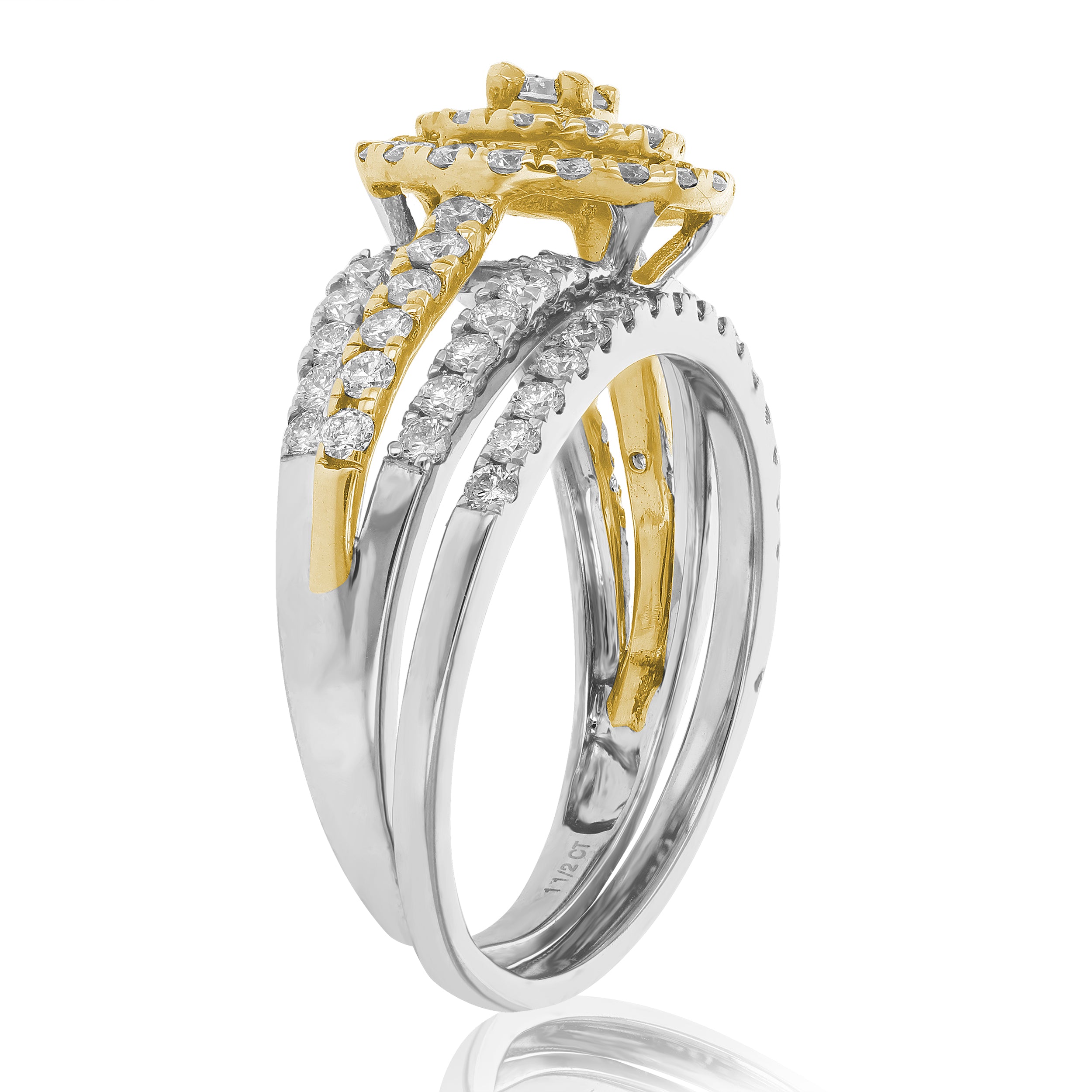 Prong Diamond Two Tone Rings Set