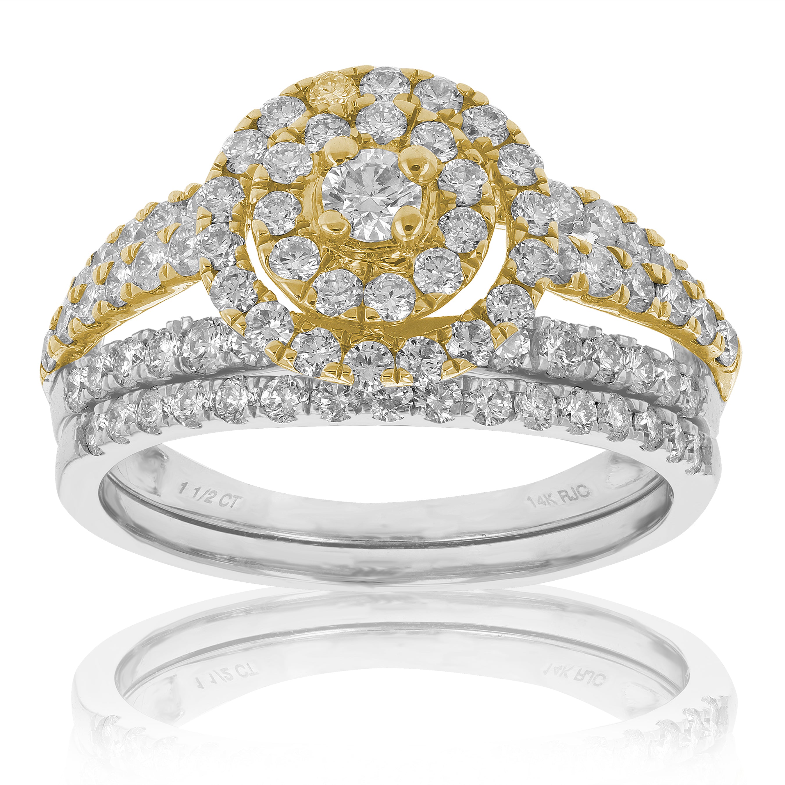 Prong Diamond Two Tone Rings Set