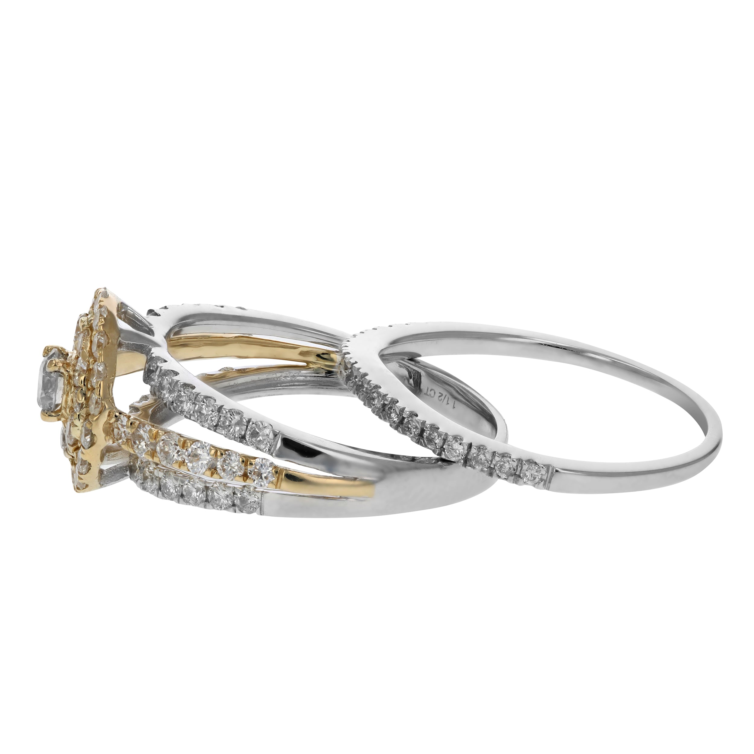 Prong Diamond Two Tone Rings Set