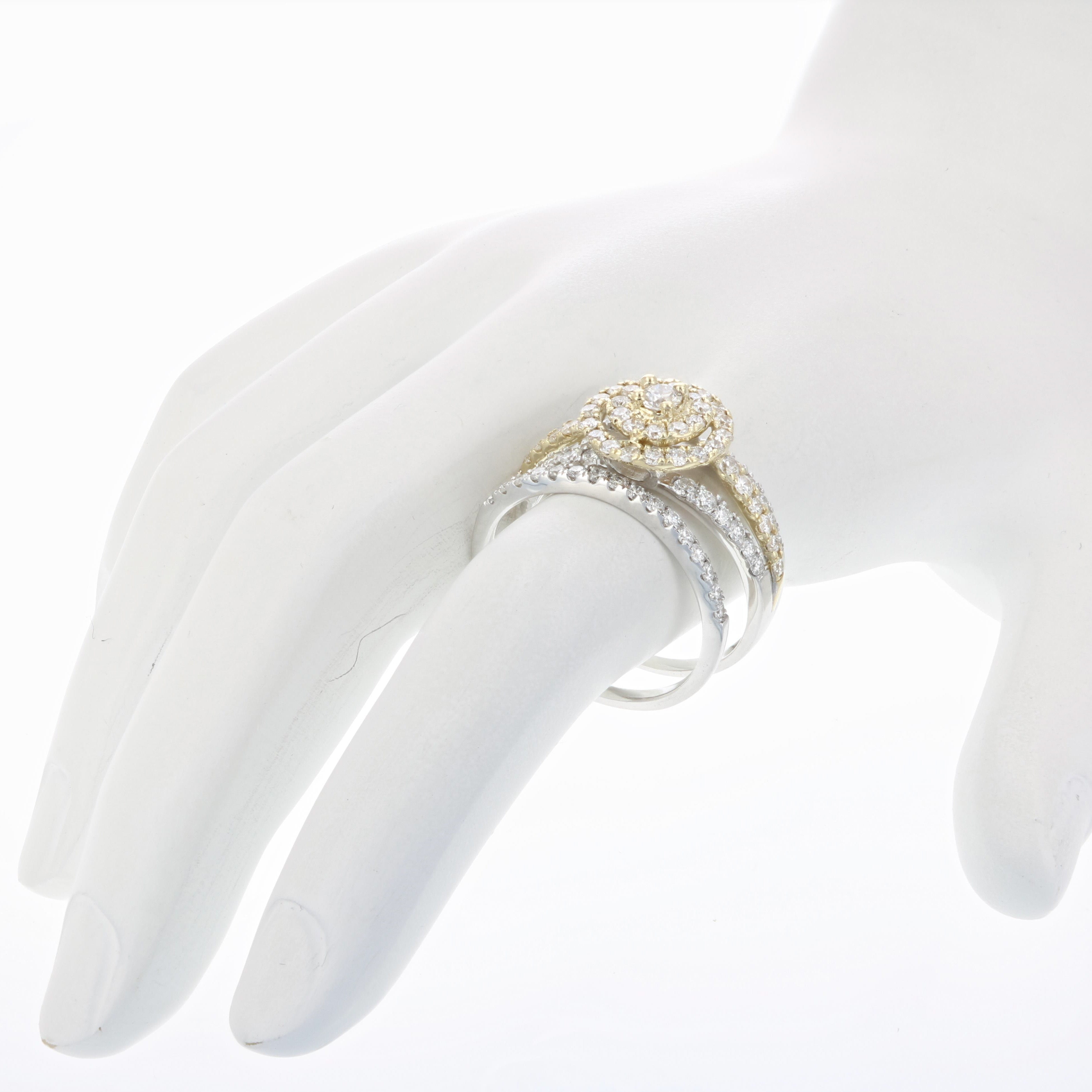 Prong Diamond Two Tone Rings Set