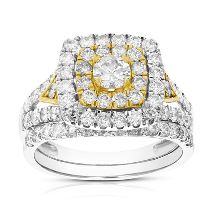 Two tone Diamond Engagement Bridal Ring