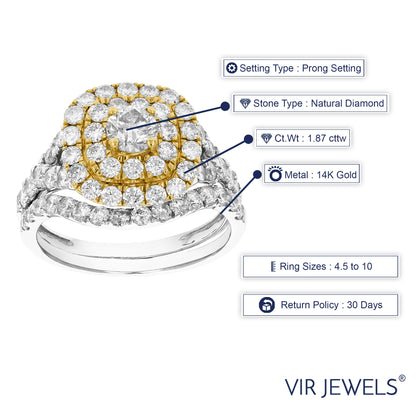 Cushion Diamond Split Shank Bridal Set