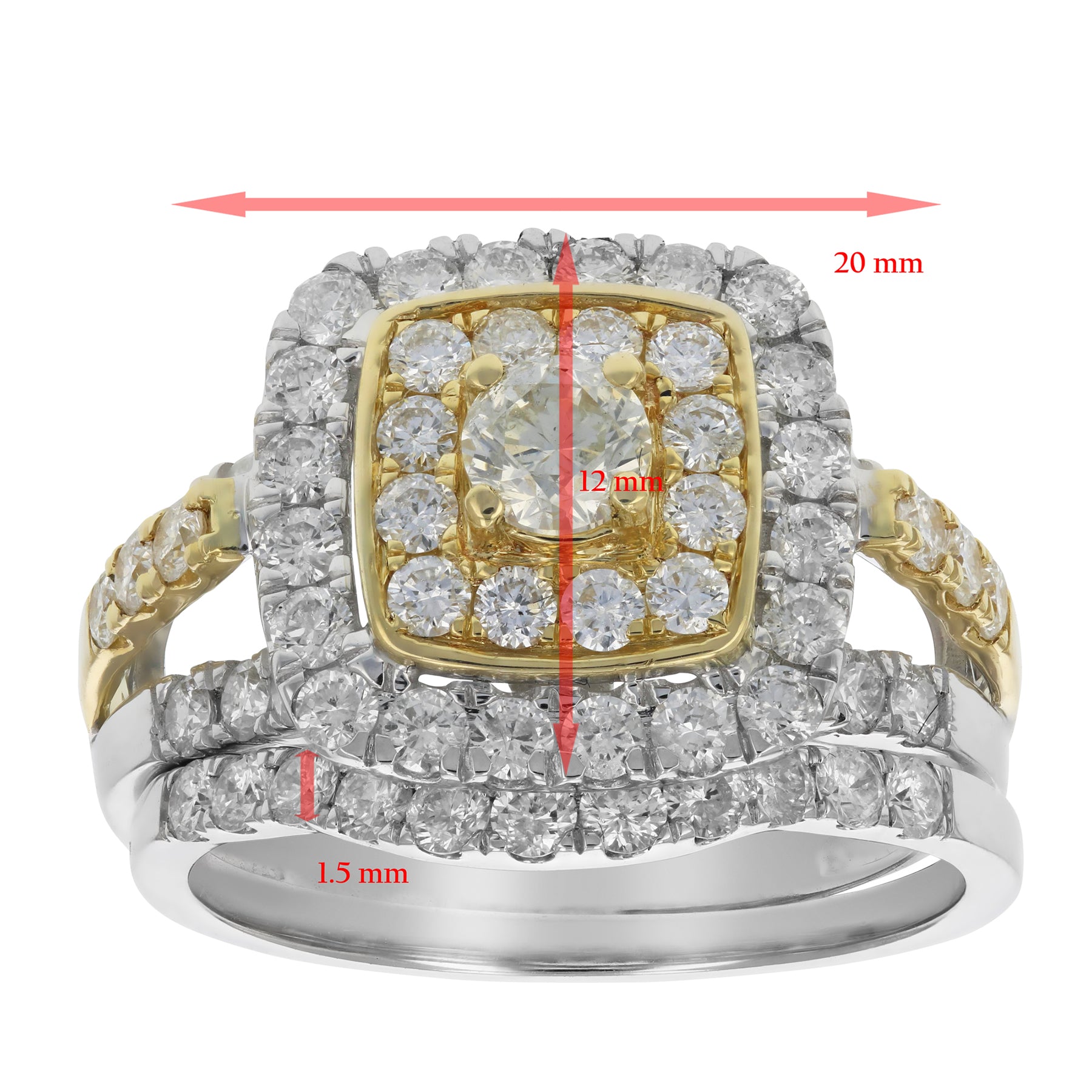 Cushion Split Shank Rings Set