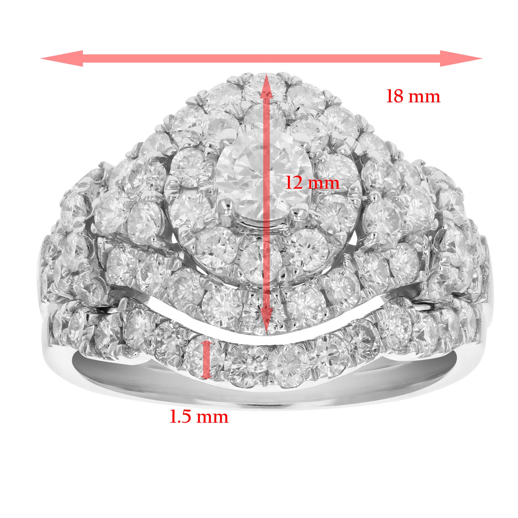 Composite Halo Bridal Rings Set