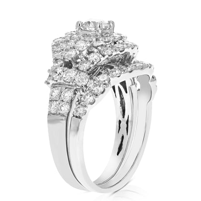 Composite Halo Bridal Rings Set