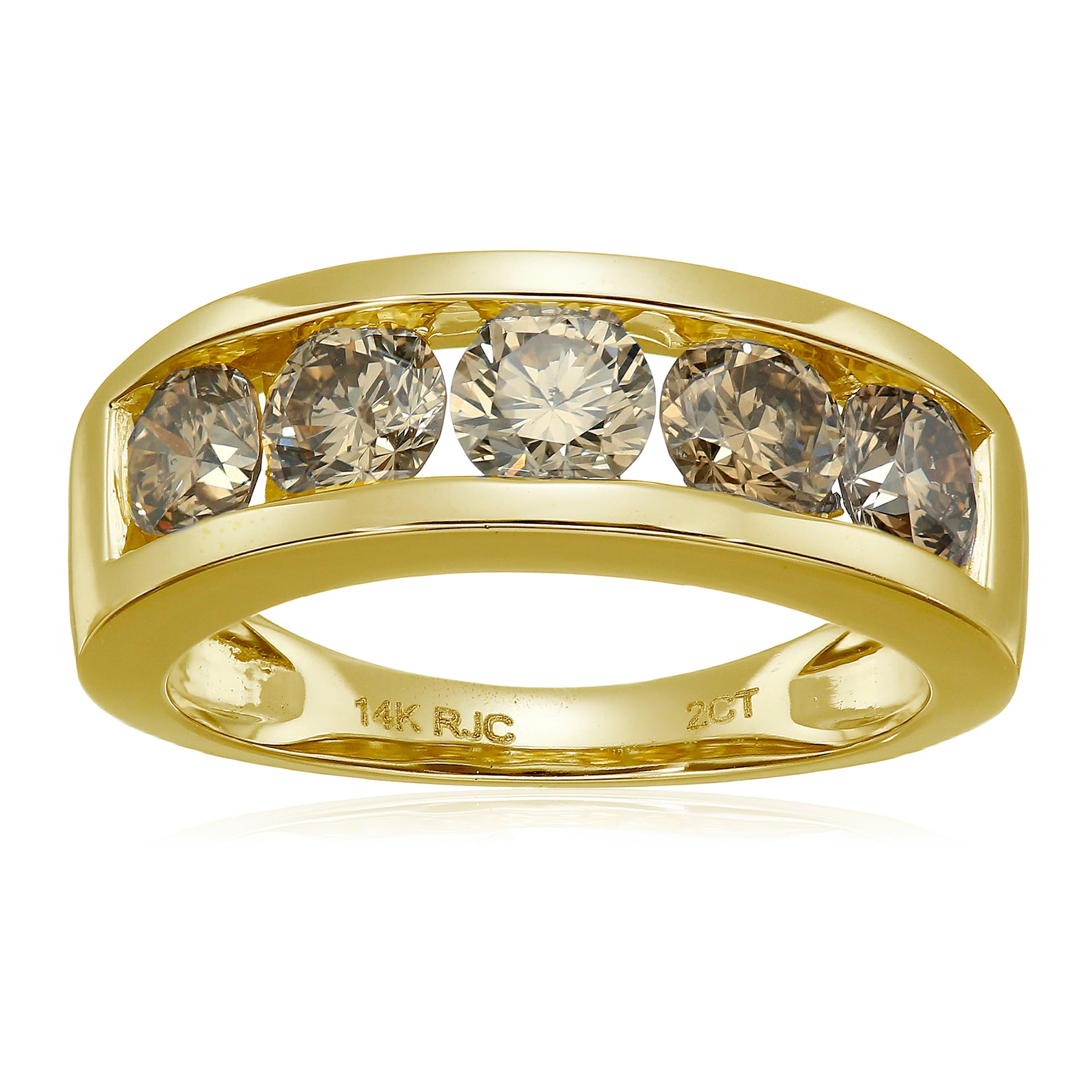 Champagne Diamond Channel Wedding Band in 14K Gold