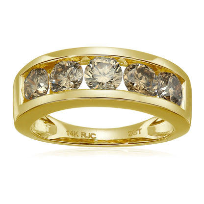 Champagne Diamond Channel Wedding Band in 14K Gold