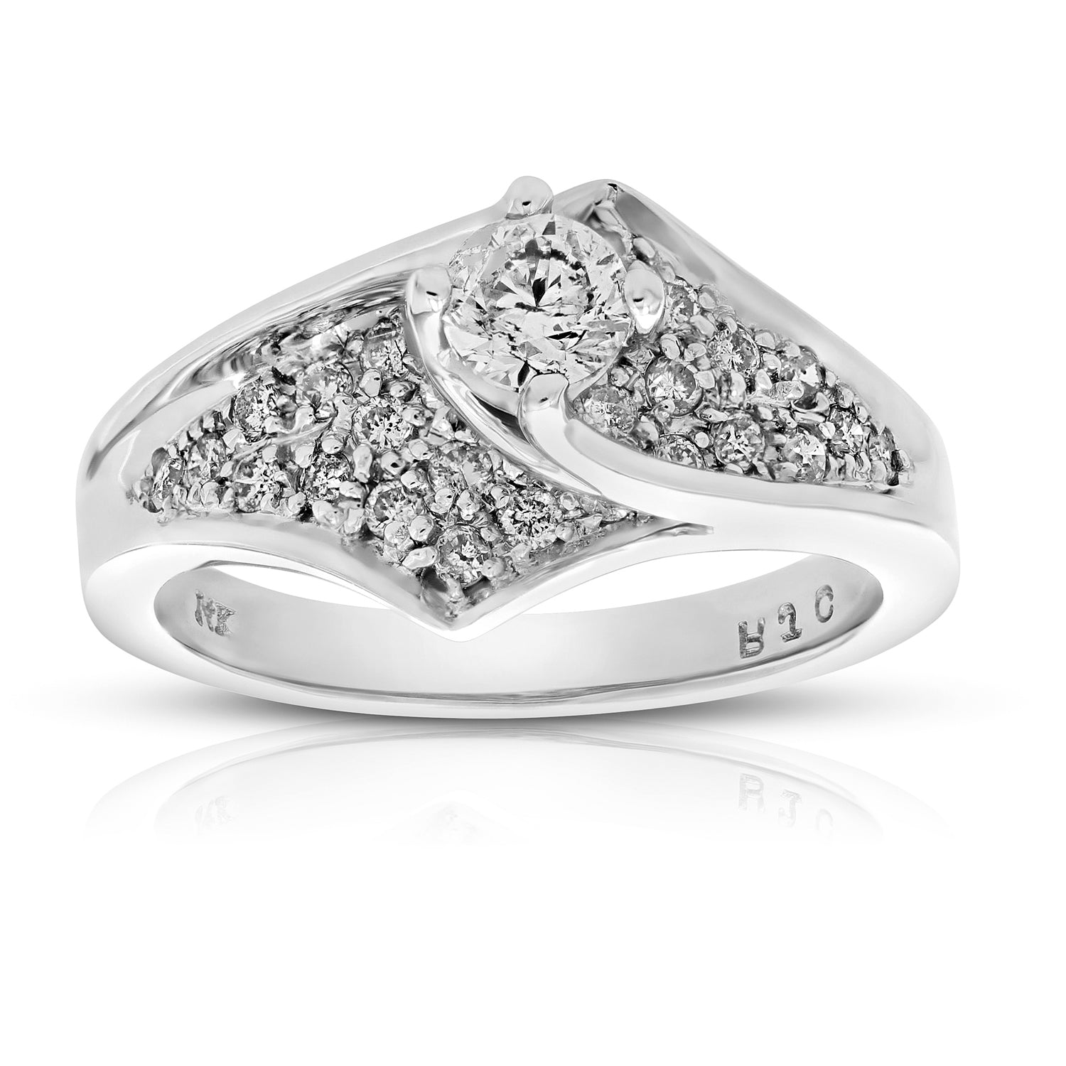 Abstract Halo Diamond Engagement Ring