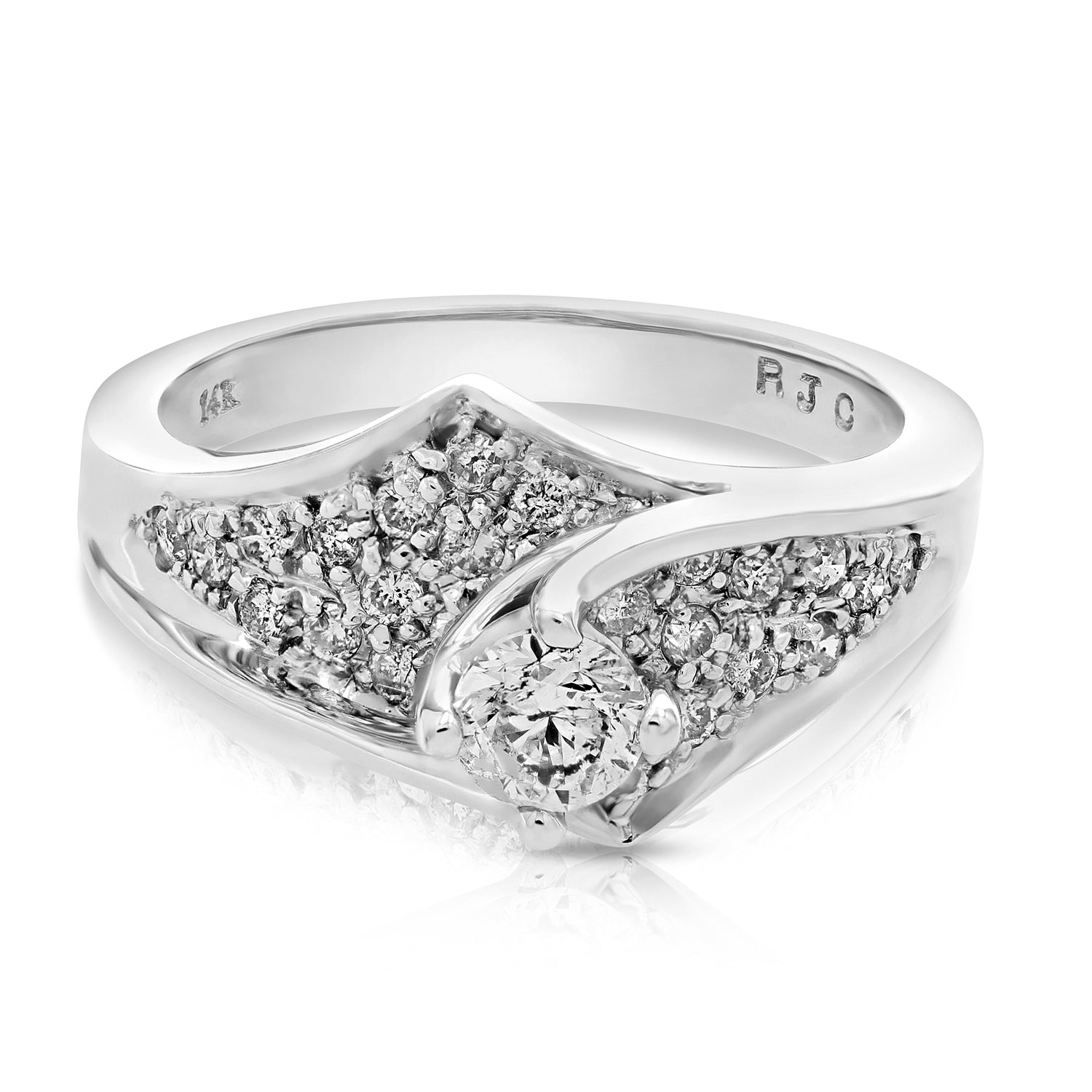 Abstract Halo Diamond Engagement Ring