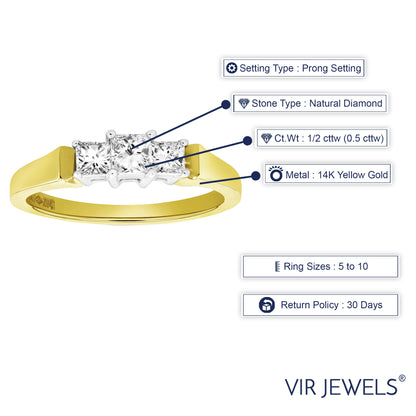 Three Stone Princess Diamond Ring