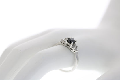 Black Diamond Side Engagement Ring