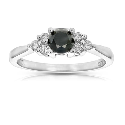 Black Diamond Side Engagement Ring