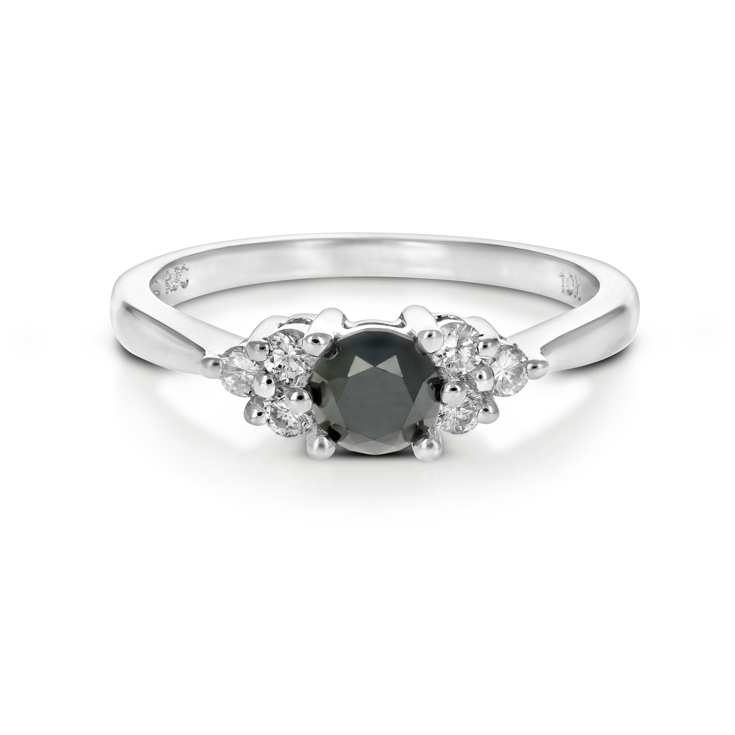 Black Diamond Side Engagement Ring